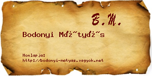 Bodonyi Mátyás névjegykártya